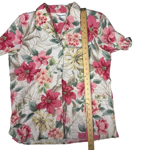 Alfred Dunner Size 10 Floral Hawaiian Shirt | Rayon Linen Vacation Blouse - Picture 8 of 9